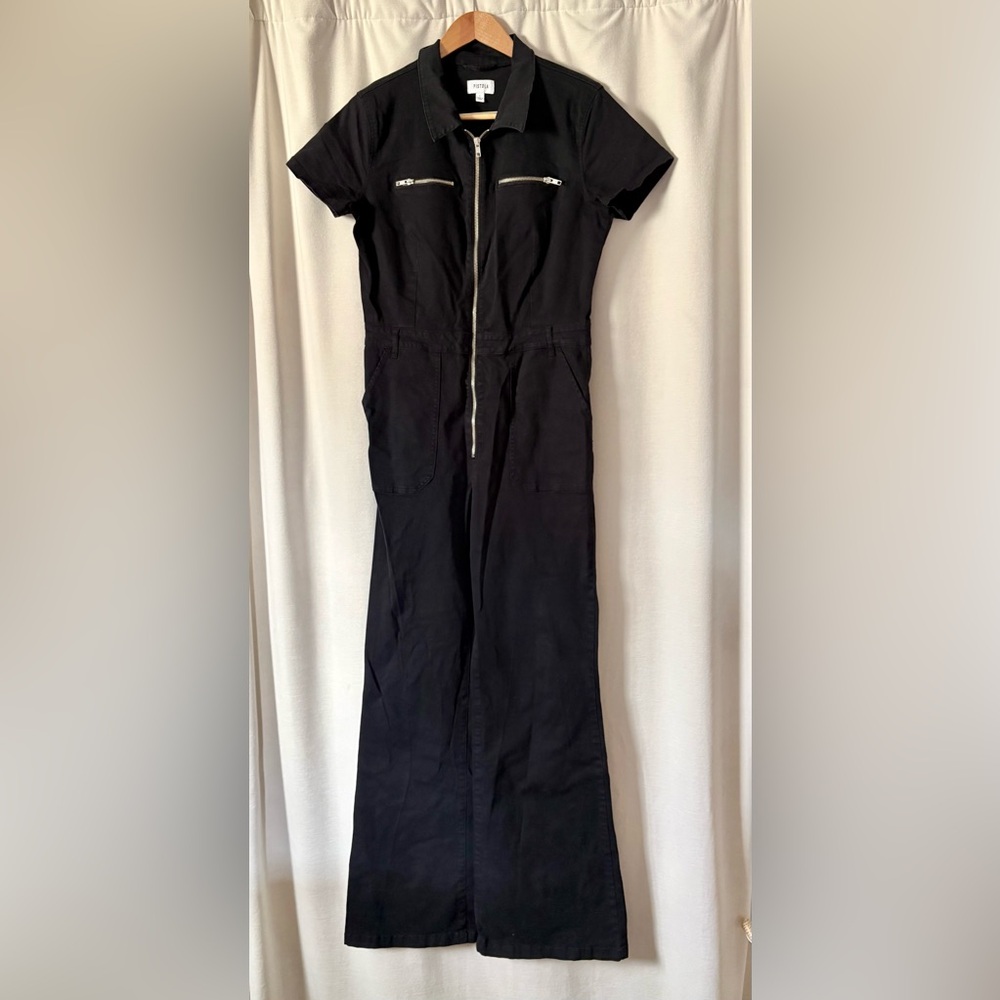Pistola Martina Flare Zip Up Black Jumpsuit size Large - Picture 4 of 9